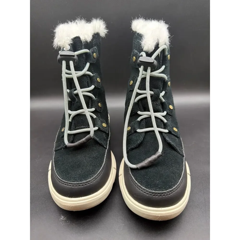 Sorel Youth Winter Boots Blue Black Faux Fur Waterproof Snow Boots Size US 2